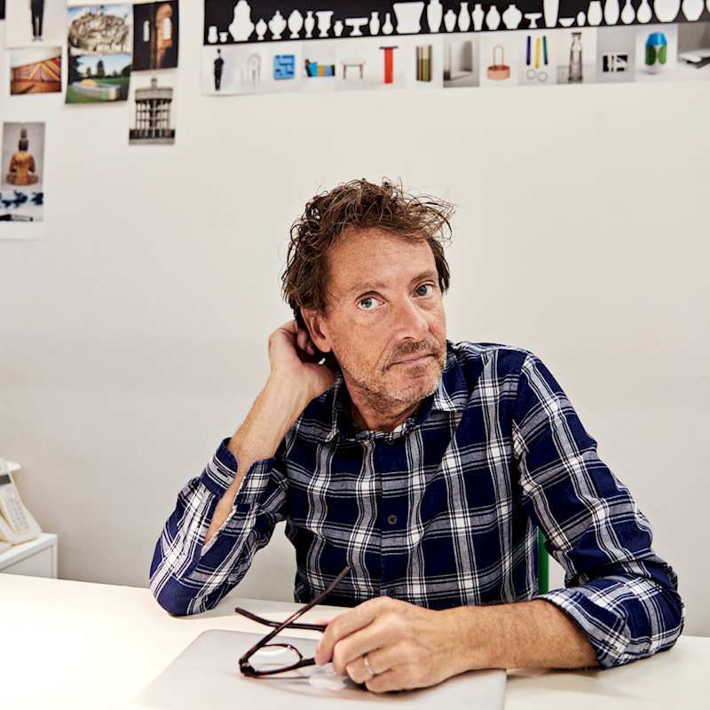 Trained as an artist, Pierre Charpin has devoted himself to furniture and object design since the early 1990s. His approach to design is strongly influenced by his artistic background. Pierre’s research on form and color characterize his work and can be seen in both, limited edition products and industrial products like the PC lamp. The use of a simple vocabulary and elementary forms is a constant aspect in his work, as well as the desire to offer sensual objects. Drawing, which he practices as a starting point for his designs, is an essential part of his creative process. Pierre Charpin's pieces have been included in exhibitions around the world and are held in many museum collections. He was elected Designer of the Year 2017 at Maison & Objet. He lives and works in Paris.